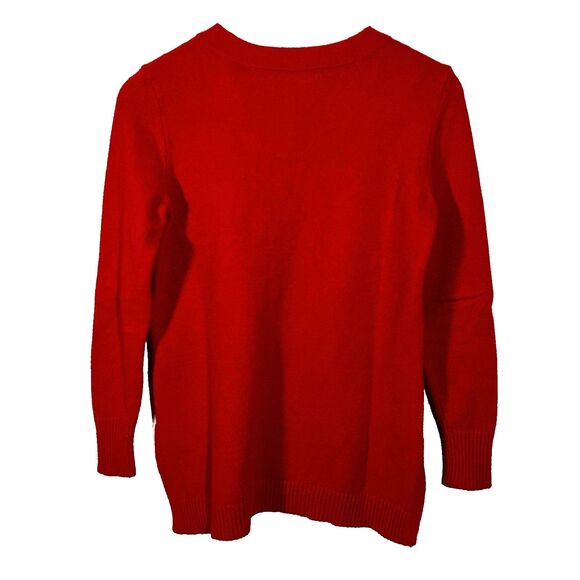 Anthropologie Serena V-Neck Sweater Size XS Rhubarb Red Button Pullover Knit - Picture 9 of 9